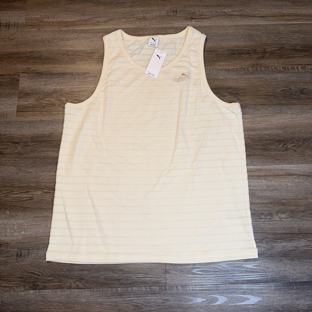 Puma Essentials Elevated Structured Tank Top Mens 2X-Large Beige Logo